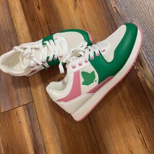 IvyBox Alpha Kappa Alpha Sorority Sneakers Pink & Green
